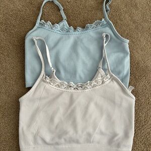 Aerie Light Blue and White Lace Bralettes